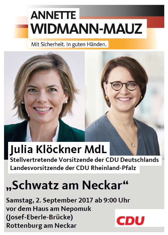 „Schwatz am Neckar“ mit Julia Klöckner MdL