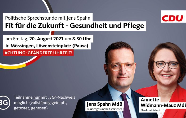 Politischen Sprechstunde mit Bundesgesundheitsminister Jens Spahn „Fit für die Zukunft – Gesundheit und Pflege“