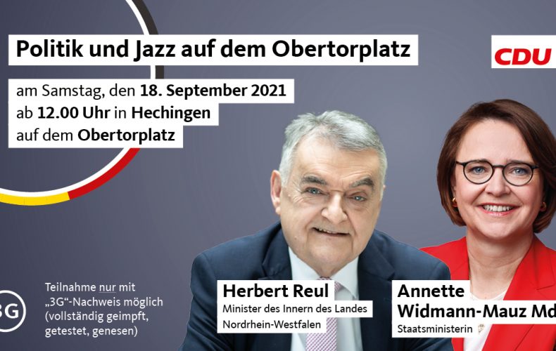 Politik und Jazz auf dem Obertorplatz mit Herbert Reul Minister des Innern des Landes Nordrhein-Westfalen